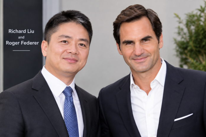 Richard Liu and Roger Federer